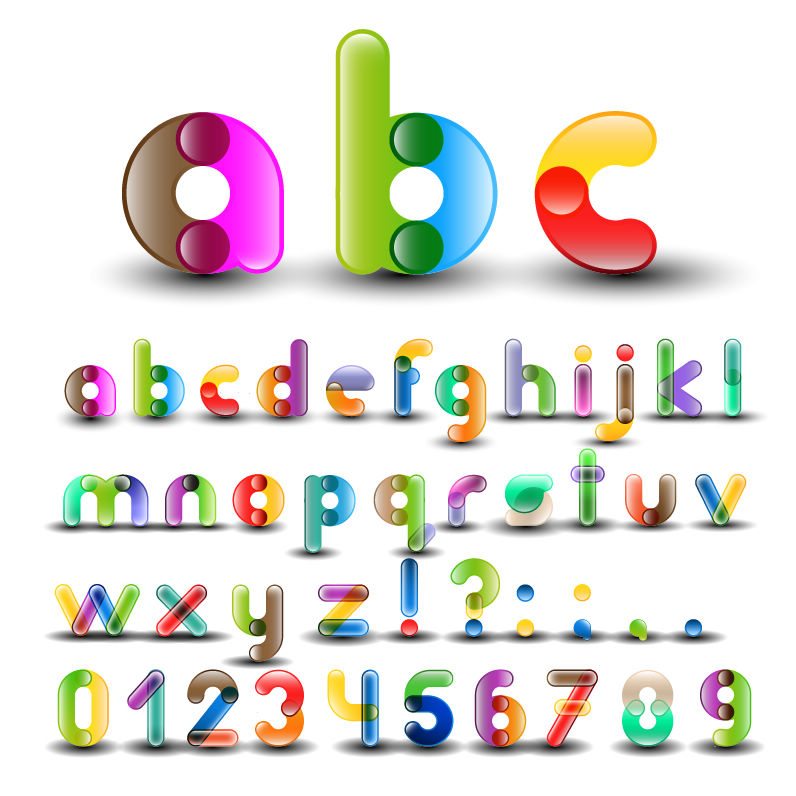 free vector Colorful Alphabet with Numbers